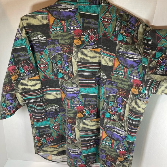 Denim Republic Vintage Men's Short Sleeve Button Down Shirt Geometric Si… - Picture 5 of 13